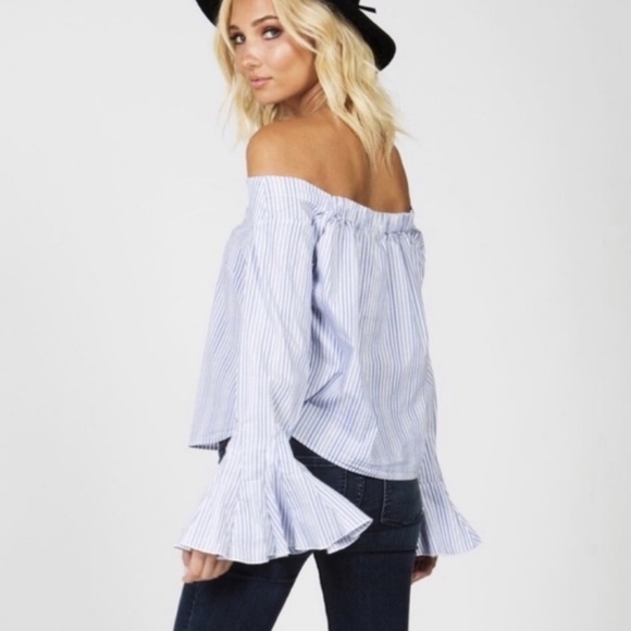 Free People March to the Beat Off the Shoulder Striped Top Sz XS - Picture 3 of 12